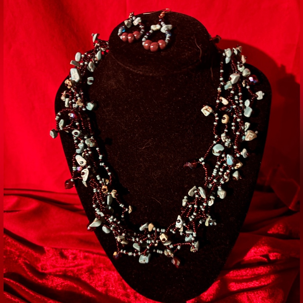 Elegant Beaded Necklace and Earring Set